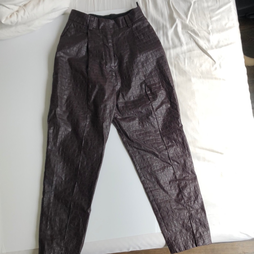 Beaufille Nova Croc-effect Tapered Pants In Plum